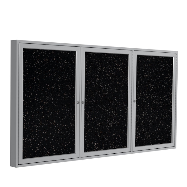 Enclosed Bulletin Board, 2 Door, Recycled Rubber, 4 ft H x 6 ft W, Tan Speckled